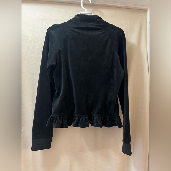 ⚫️ BOGO Juicy Couture black velvet girly sweater zip up size medium - Picture 9 of 10